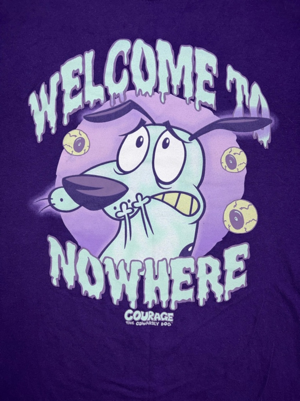 Courage the Cowardly Dog "Welcome to Nowhere" Purple Graphic Tee - Picture 2 of 4